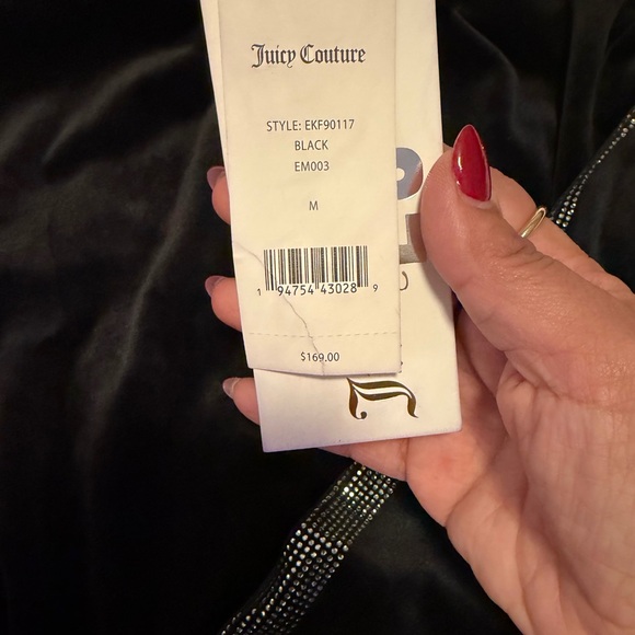 Juicy Couture Black Velour Jacket With silver and gold sparkles. Size: M - Picture 8 of 9